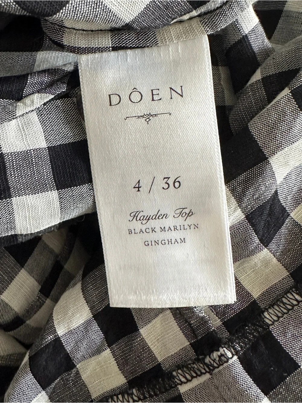 Doen Hayden Top ~ Black Marilyn Gingham - Picture 7 of 7